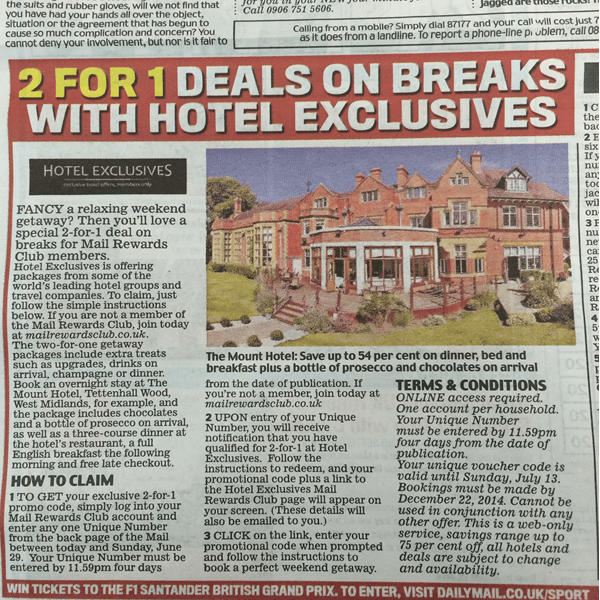 Daily Mail Promotion for HotelExclusives